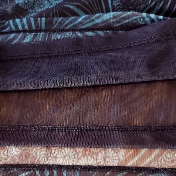 Womens Anthropologie Sheer Black Green Pullover Floral Blouse Mock Turtleneck M - Picture 10 of 15